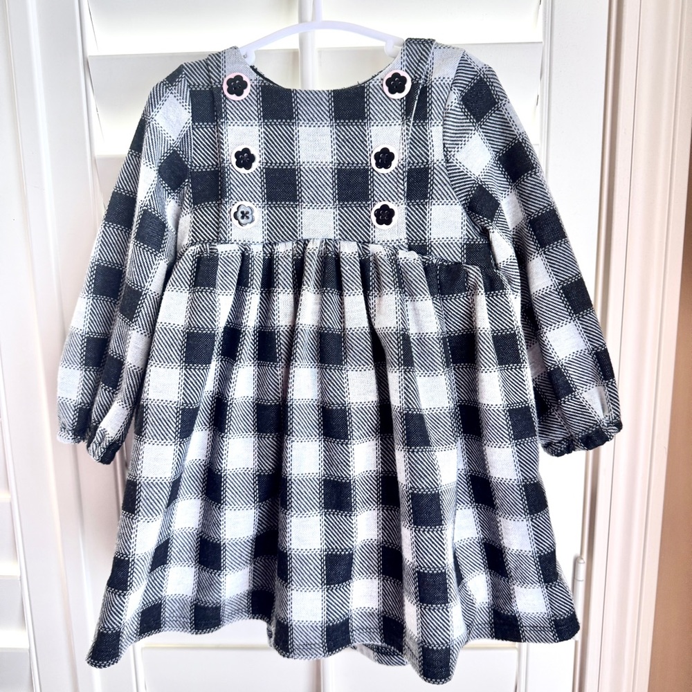Pastourelle by Pippa & Julie Baby Girl Black White Plaid Dress w Bloomer‎ 24M